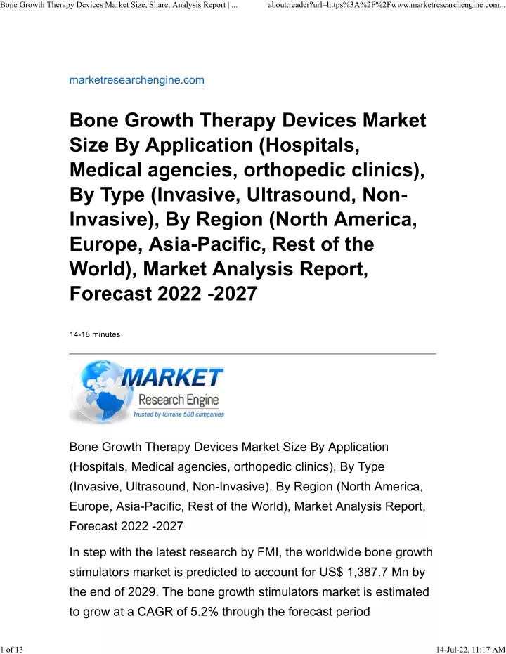 bone growth therapy devices market size share