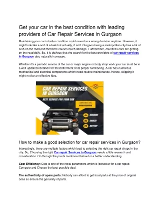 get your car in the best condition with leading
