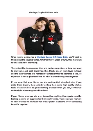 Best Marriage Couple gift Idea India