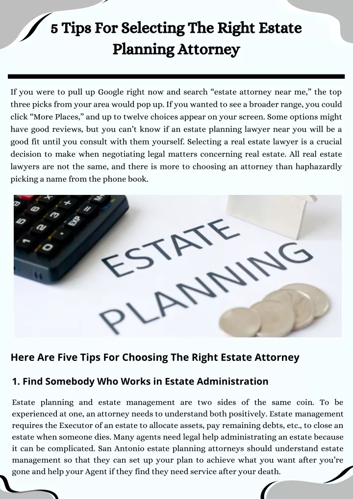 5 tips for selecting the right estate planning