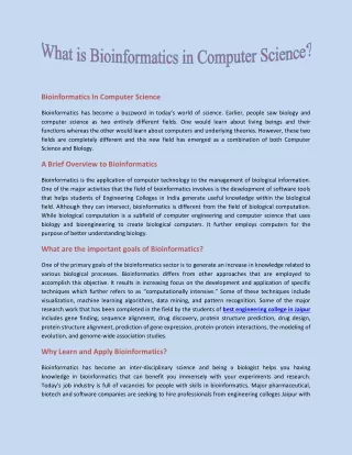 bioinformatics in computer science