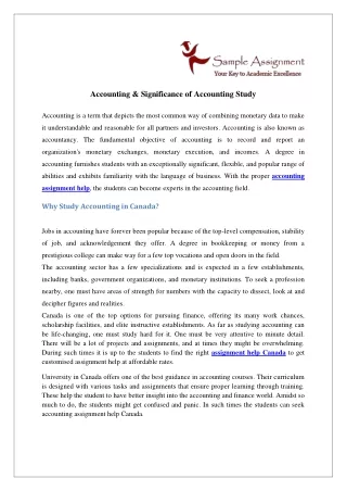 accounting significance of accounting study