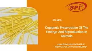 Cryogenic Preservation Of The Embryo And Reproduction In Animals