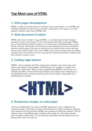 Top Most uses of HTMl