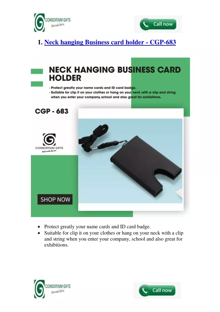 1 neck hanging business card holder cgp 683