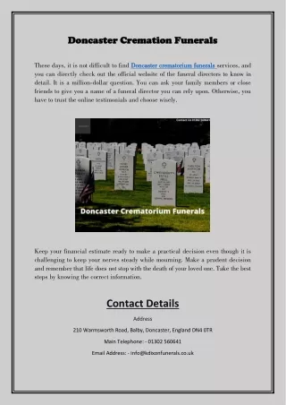 Doncaster Cremation Funerals