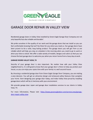 garage door repair in valley view