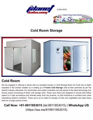 Cold Room Storage