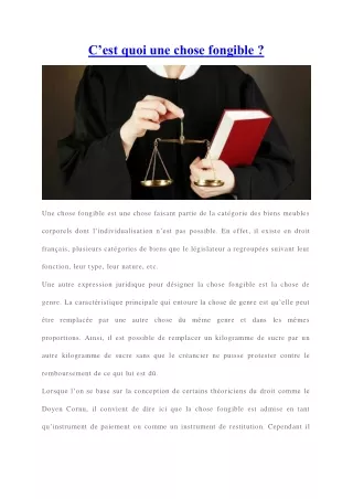 c est quoi une chose fongible