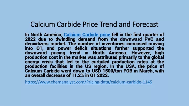 calcium carbide price trend and forecast