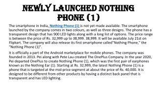 Newly Launched Nothing Phone (1)