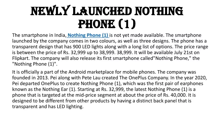 newly launched nothing newly launched nothing