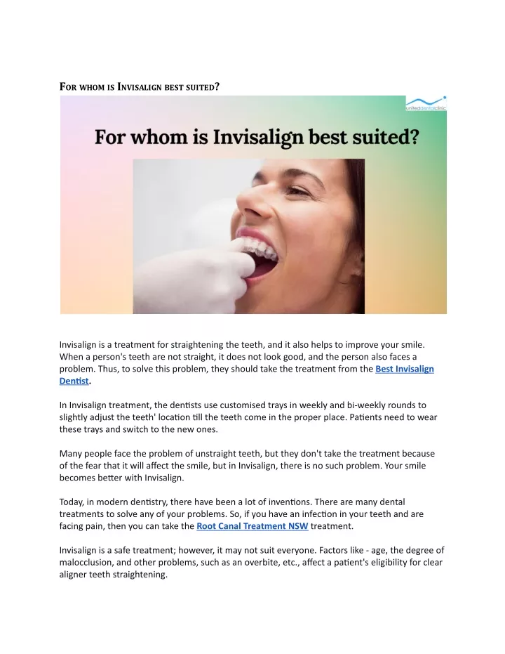 f or whom is i nvisalign best suited