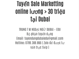 Tuyển Sale Marketting online lương > 30 triệu tại Duba