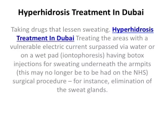 hyperhidrosis treatment in dubai