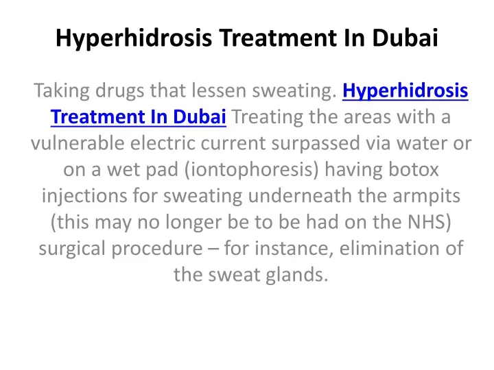 hyperhidrosis treatment in dubai