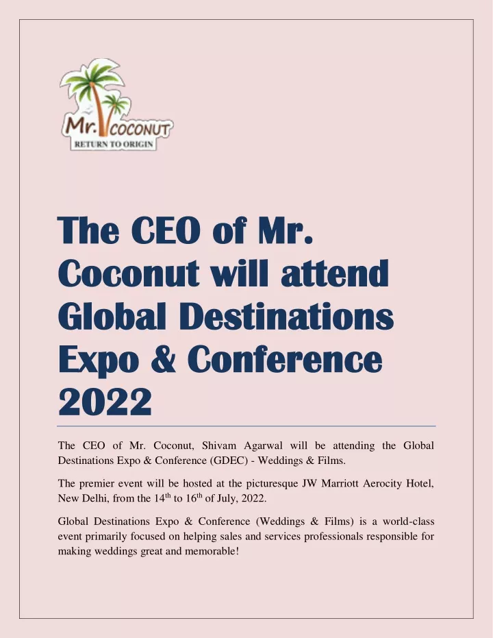 the ceo of mr the ceo of mr coconut will attend