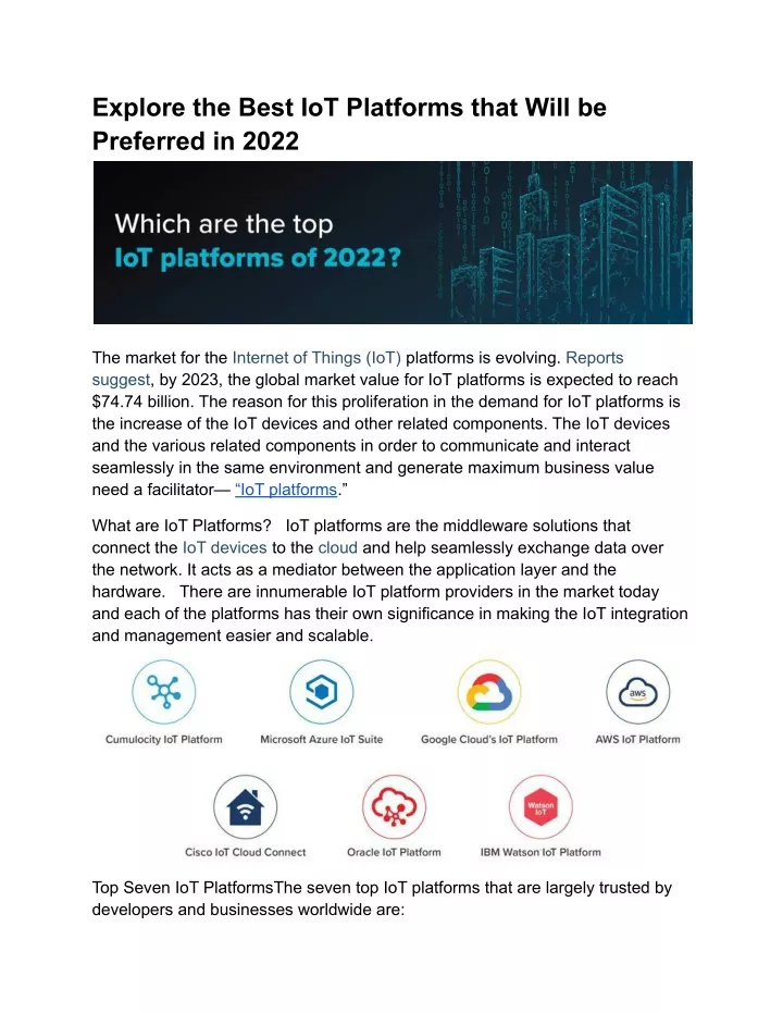 explore the best iot platforms that will