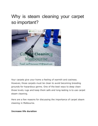 why is steam cleaning your carpet so important
