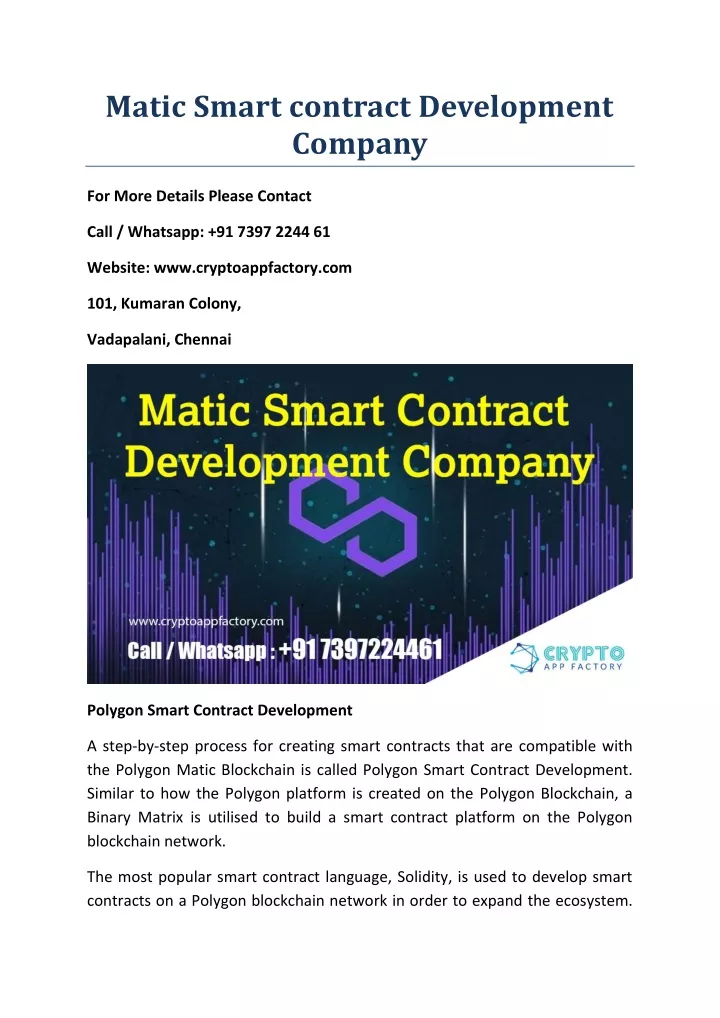 matic smart contract development company