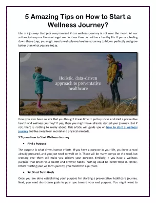 5 Amazing Tips on How to Start a Wellness Journey