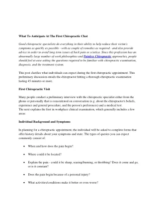 what to anticipate at the first chiropractic chat