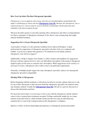 how you can select the best chiropractic
