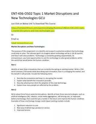 ent 436 o502 topic 1 market disruptions