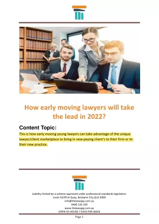 How early moving lawyers will take the lead in 2022