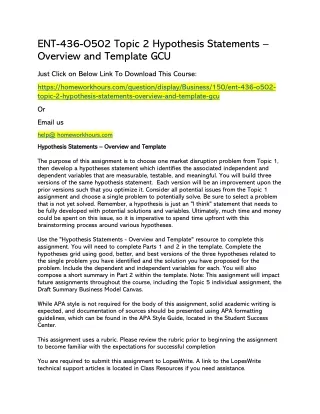 ent 436 o502 topic 2 hypothesis statements