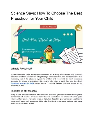 science says how to choose the best preschool