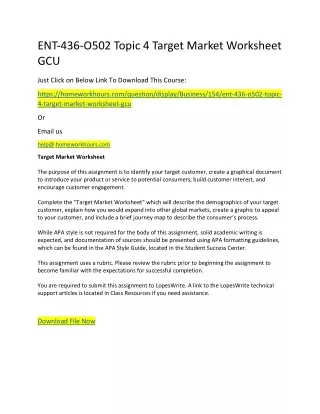ent 436 o502 topic 4 target market worksheet gcu