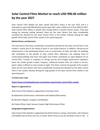 solar control films market to reach