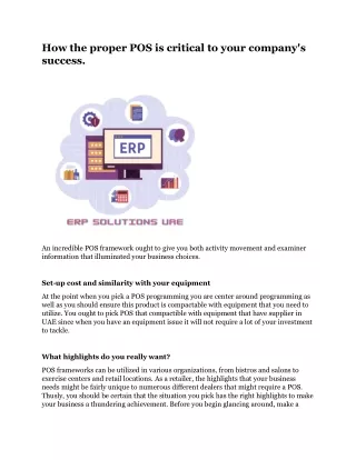 how the proper pos is critical to your company