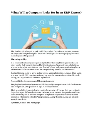 what will a company looks for in an erp expert