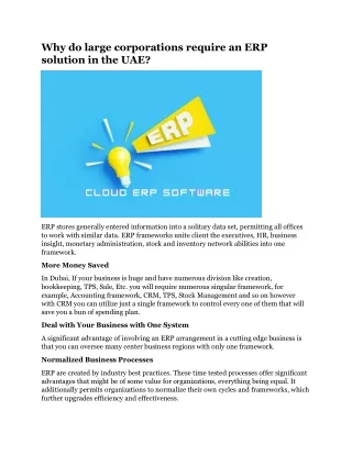 why do large corporations require an erp solution