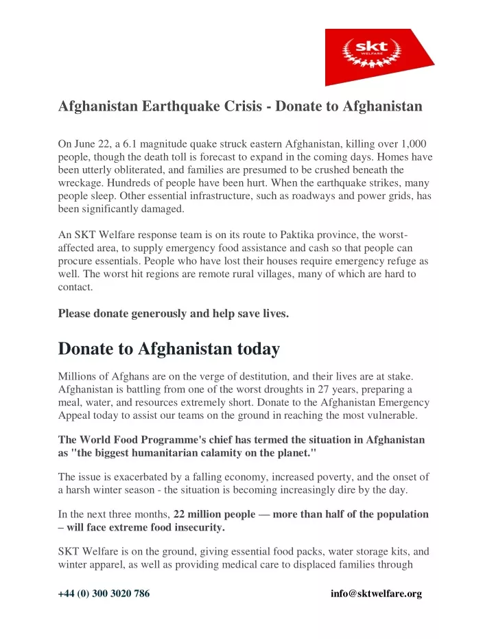 afghanistan earthquake crisis donate