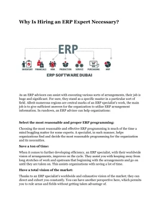 why is hiring an erp expert necessary