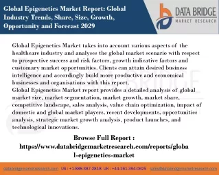 global epigenetics market report global industry