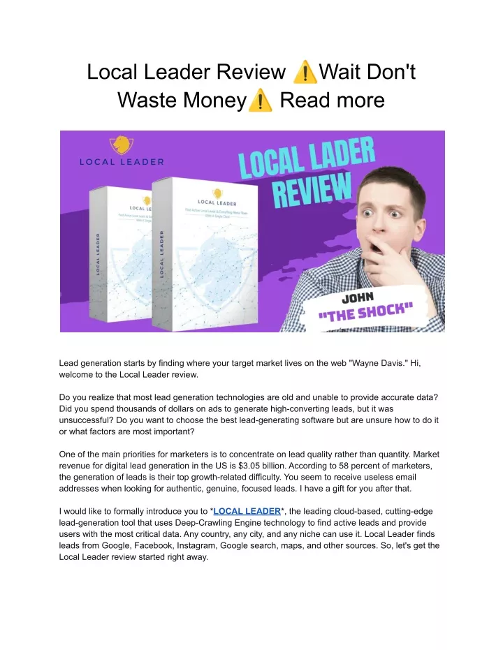 local leader review wait don t waste money read