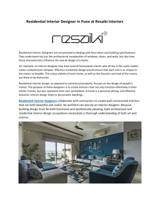 residential interior designer in pune at resaiki