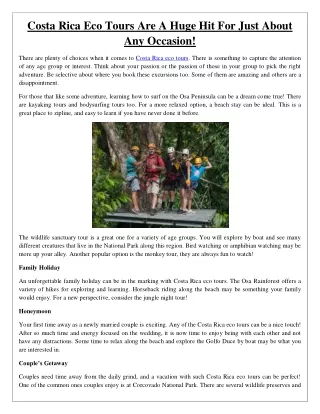 costa rica eco tours are a huge hit for just