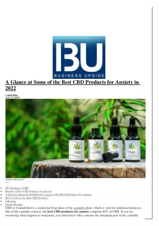 A Glance at Some of the Best CBD Products for Anxiety in 2022