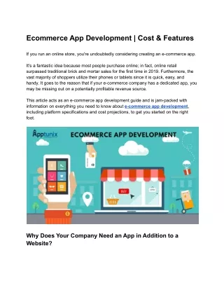 ecommerce app development cost features