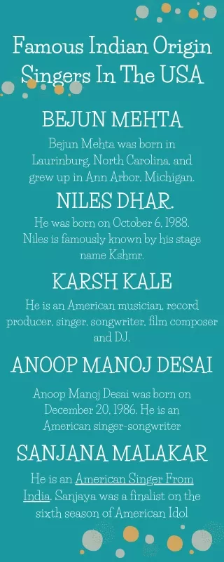 famous indian origin singers in the usa