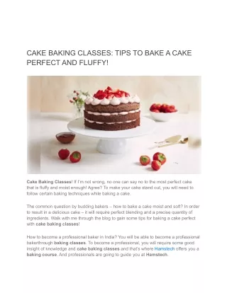 Essentials Tips For A Perfect Cake - From Cake Baking Classes