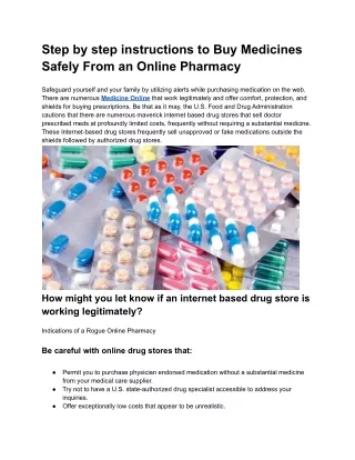 Step by step instructions to Buy Medicines Safely From an Online Pharmacy (1)