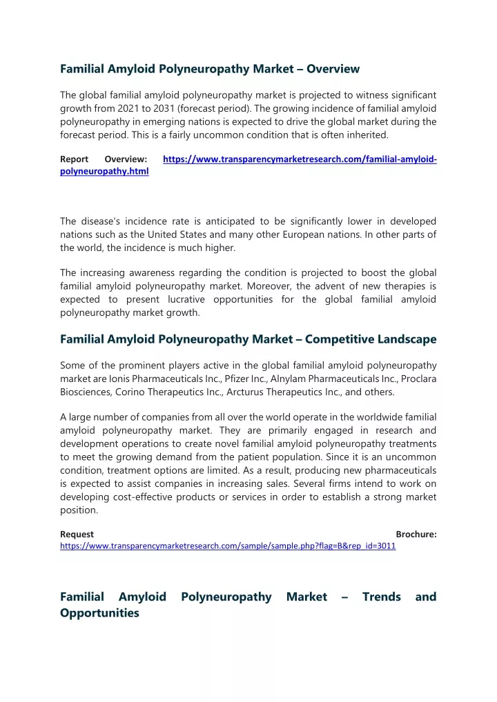 familial amyloid polyneuropathy market overview