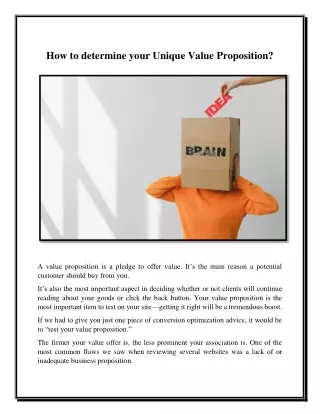 How to determine your Unique Value Proposition