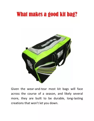 what makes a good kit bag